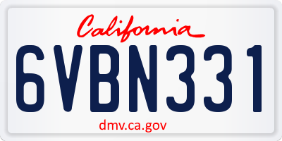 CA license plate 6VBN331