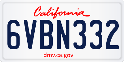 CA license plate 6VBN332
