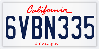 CA license plate 6VBN335