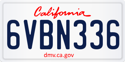 CA license plate 6VBN336