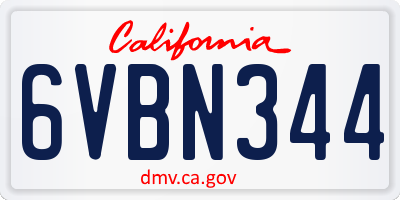 CA license plate 6VBN344