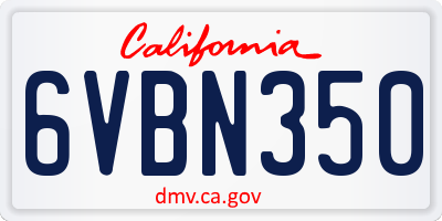 CA license plate 6VBN350