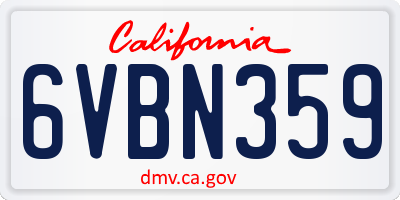 CA license plate 6VBN359
