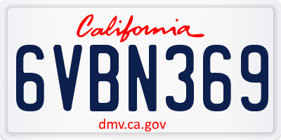 CA license plate 6VBN369
