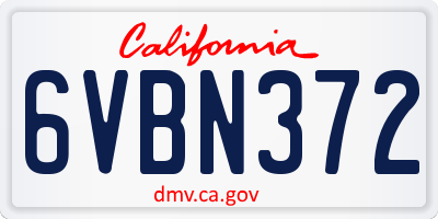 CA license plate 6VBN372