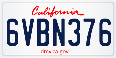 CA license plate 6VBN376