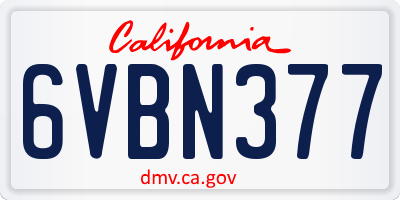 CA license plate 6VBN377