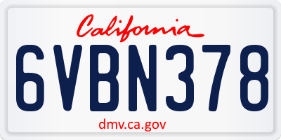 CA license plate 6VBN378