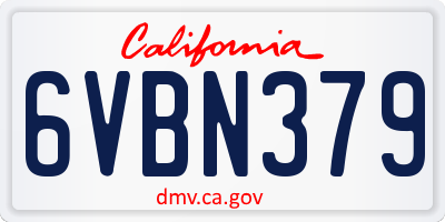 CA license plate 6VBN379