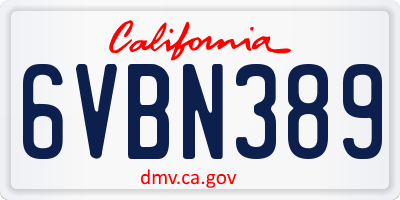 CA license plate 6VBN389