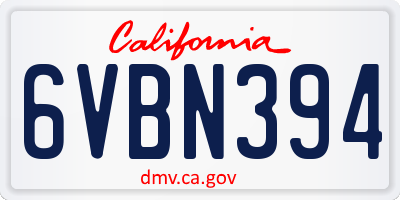 CA license plate 6VBN394