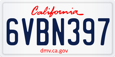 CA license plate 6VBN397