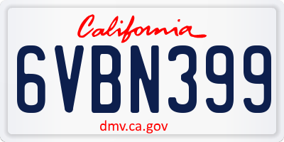 CA license plate 6VBN399