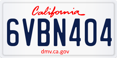 CA license plate 6VBN404