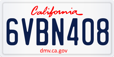 CA license plate 6VBN408