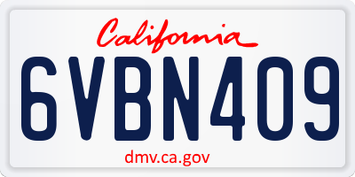 CA license plate 6VBN409