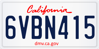 CA license plate 6VBN415