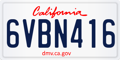 CA license plate 6VBN416