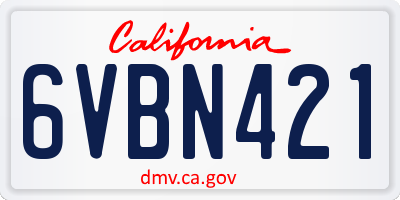 CA license plate 6VBN421