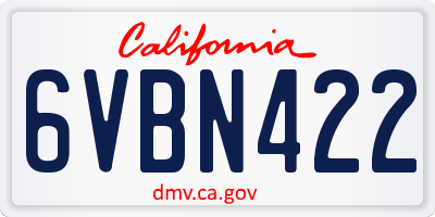 CA license plate 6VBN422