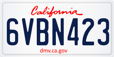 CA license plate 6VBN423