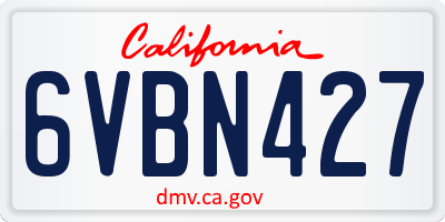 CA license plate 6VBN427