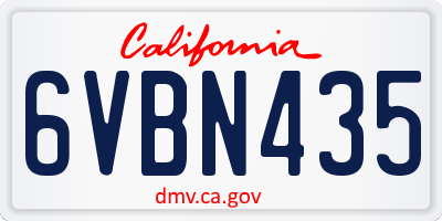 CA license plate 6VBN435