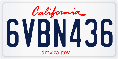 CA license plate 6VBN436