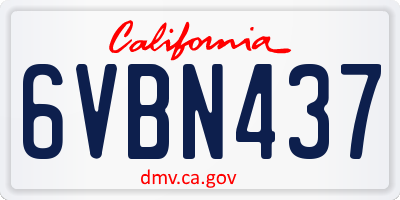 CA license plate 6VBN437