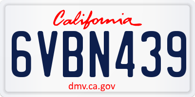 CA license plate 6VBN439
