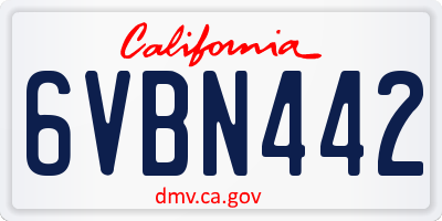 CA license plate 6VBN442