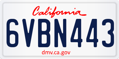 CA license plate 6VBN443