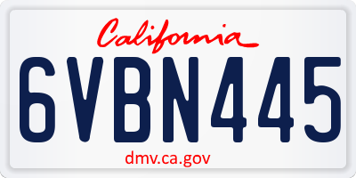 CA license plate 6VBN445