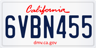 CA license plate 6VBN455