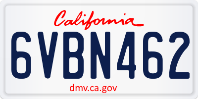 CA license plate 6VBN462