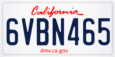 CA license plate 6VBN465