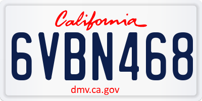 CA license plate 6VBN468