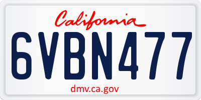 CA license plate 6VBN477