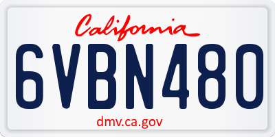 CA license plate 6VBN480