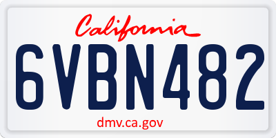 CA license plate 6VBN482