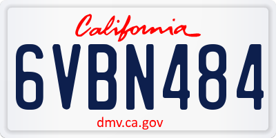 CA license plate 6VBN484