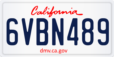CA license plate 6VBN489