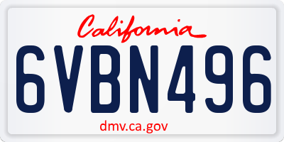 CA license plate 6VBN496