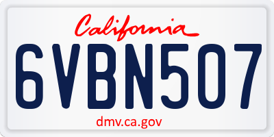 CA license plate 6VBN507