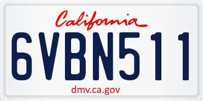 CA license plate 6VBN511