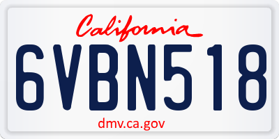 CA license plate 6VBN518