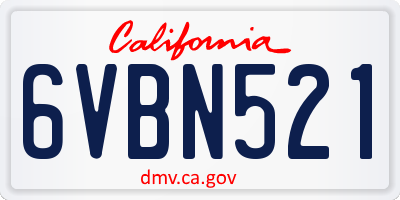 CA license plate 6VBN521