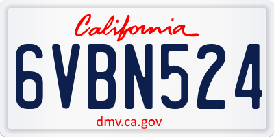 CA license plate 6VBN524