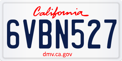 CA license plate 6VBN527