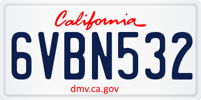 CA license plate 6VBN532